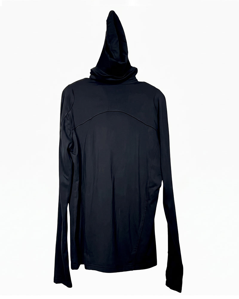 Wasteland Mesh‑Patchwork Ninja‑Hood Long‑Sleeve T-Shirt