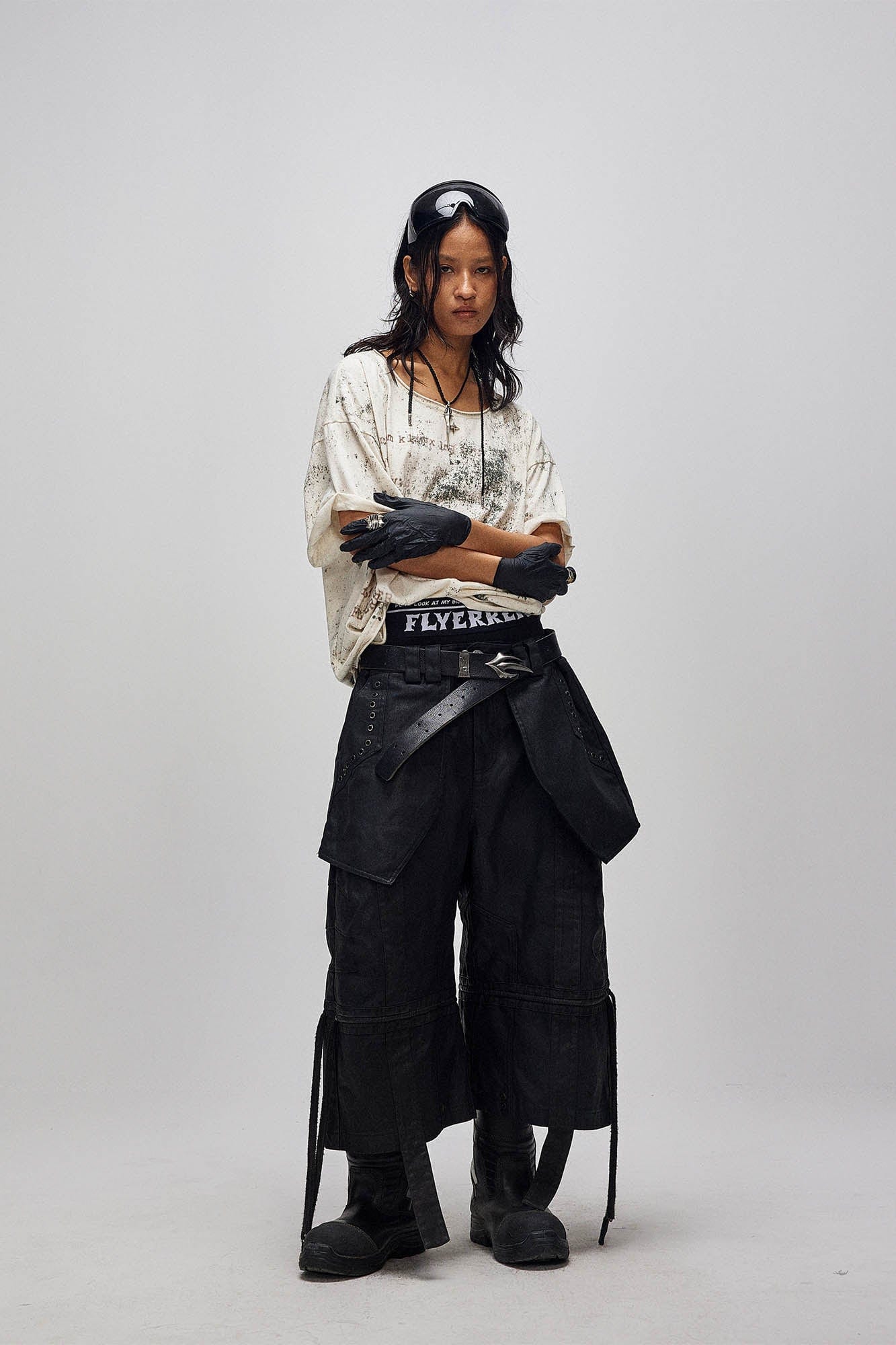 Grunge Brush-Stained Raw Hem T-Shirt