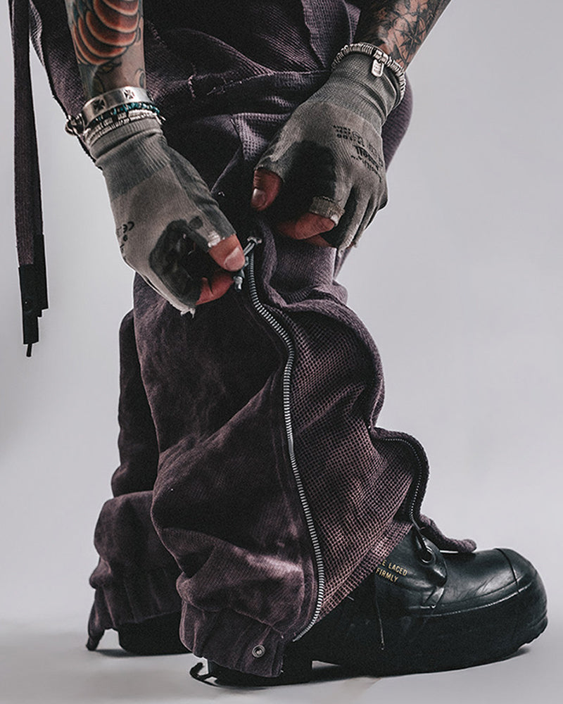 Waffle-Knit Spliced Wasteland Jogger Pants