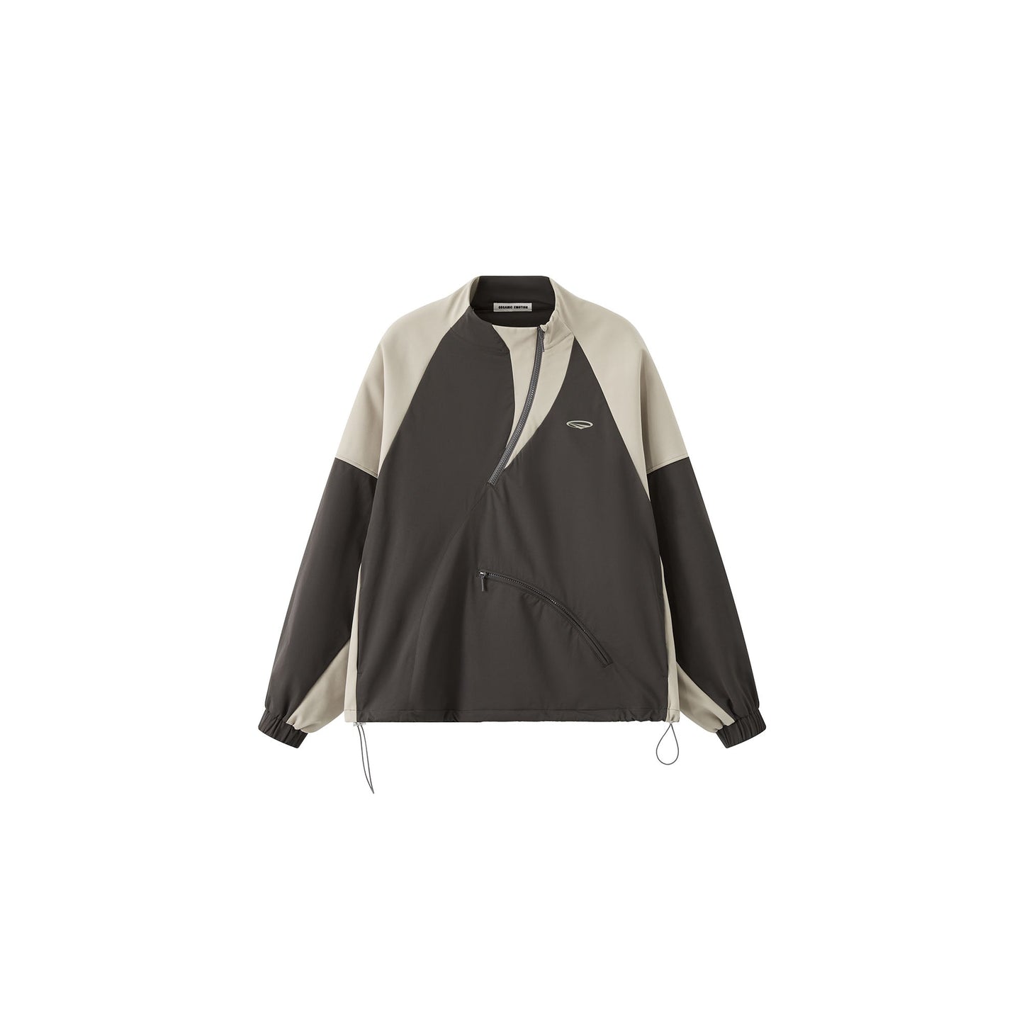 Contrast Diagonal Half Zip Oversized Windbreaker