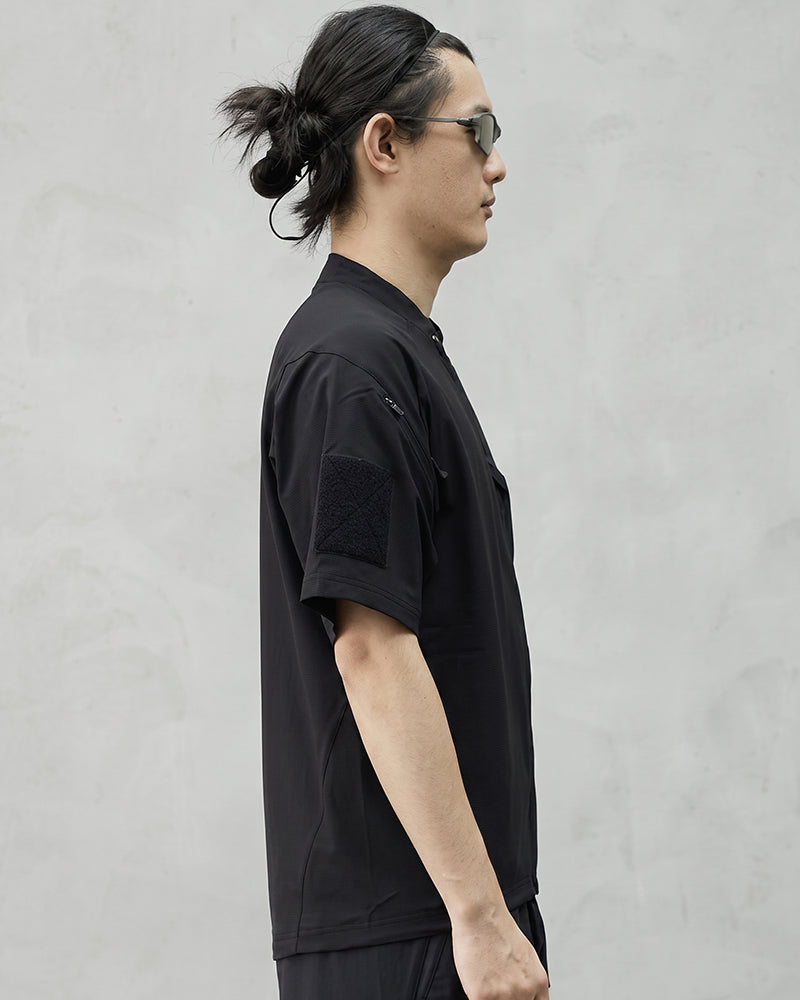 Asymmetric Zipper Seersucker Short Sleeve T-Shirt