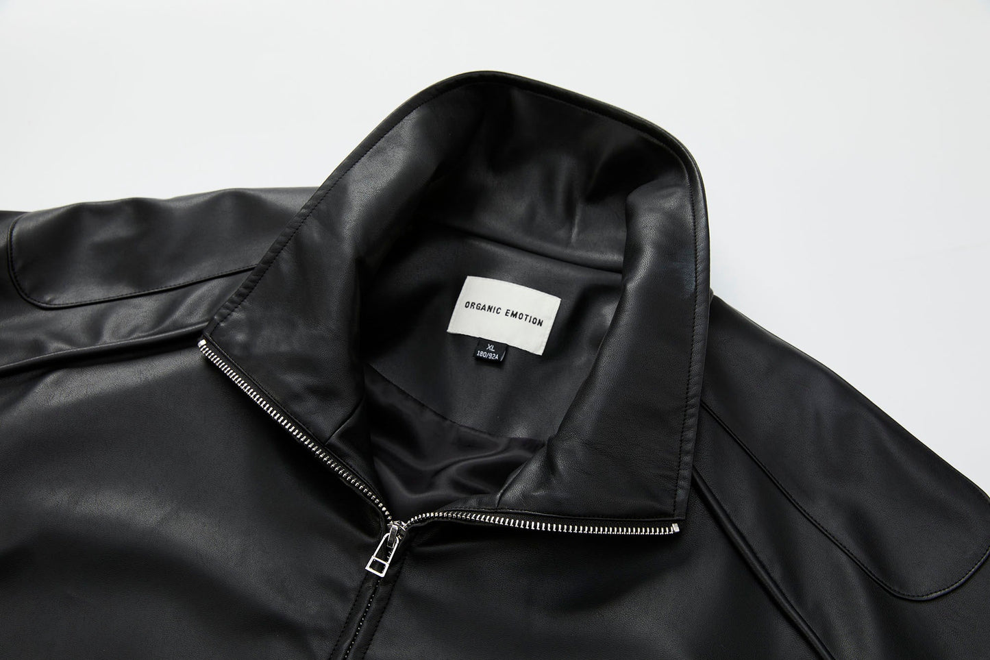 Faux Leather Piped Seam Jacket