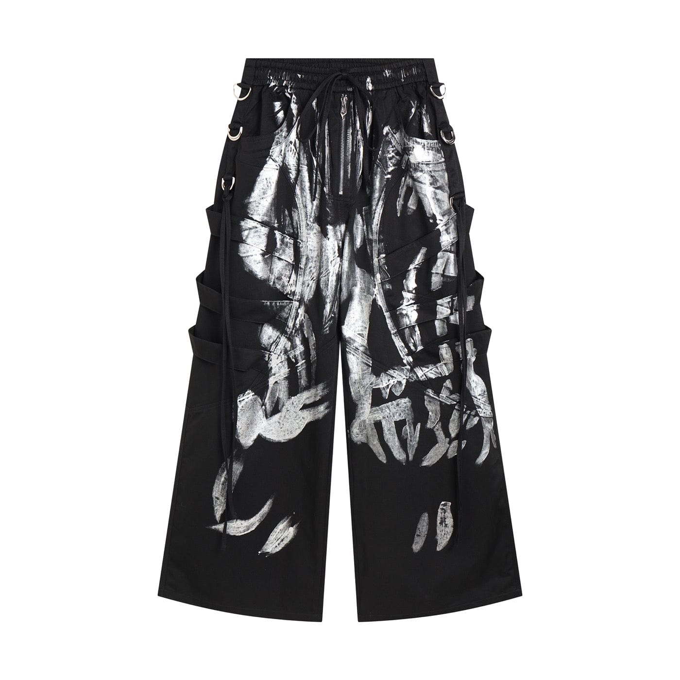 Multi-Layered Striped Graffiti Cargo Pants