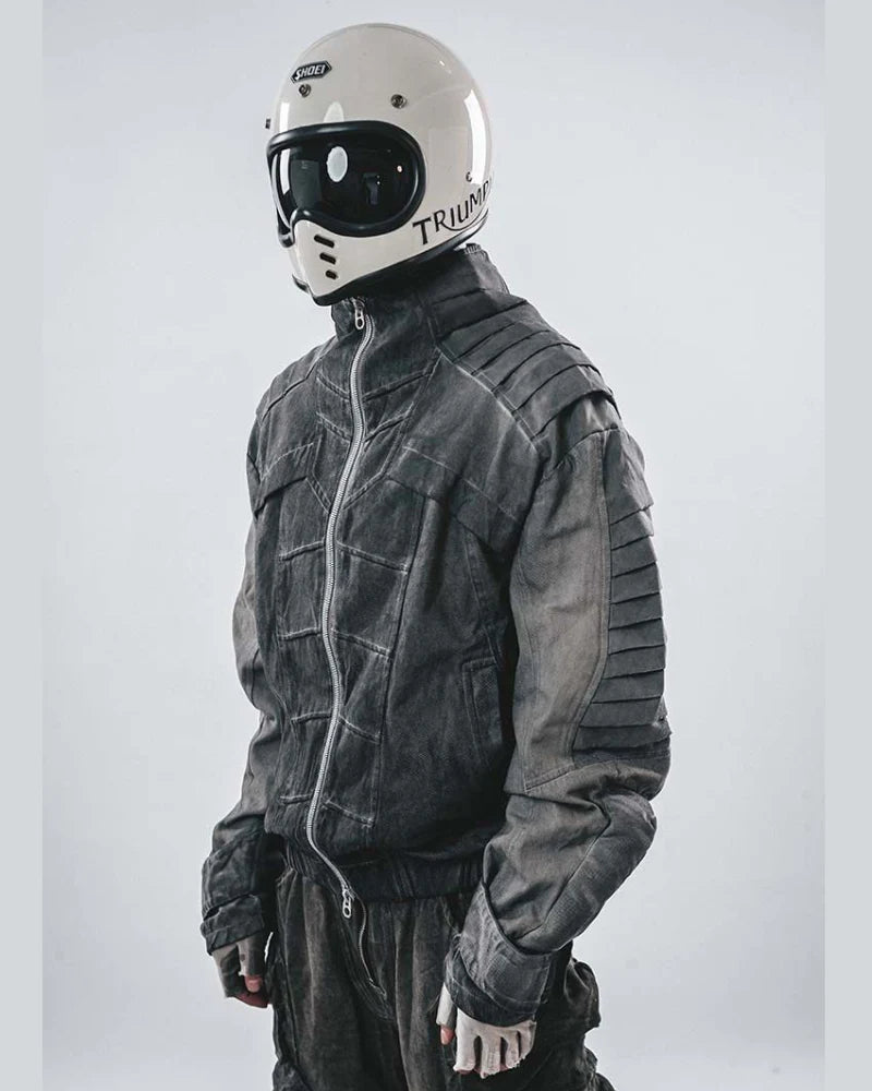 Post-Apocalyptic Stand-Collar 3D “Dragon Spine” Motorcycle Jacket