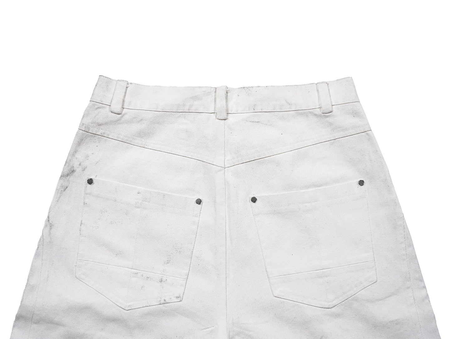 Infernal Gaze Crinkled Waxed Wide-Leg Pants White