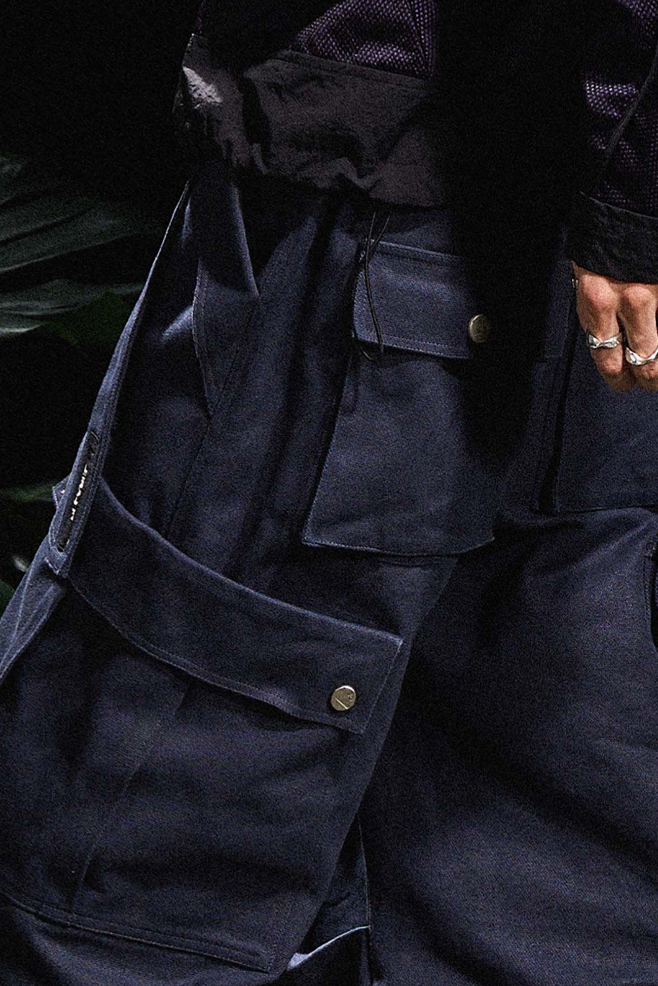 Multi-Pocket Oversized Workwear Cargo Pants Dark Gray