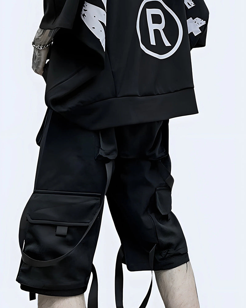 Techwear Cargo Shorts With Straps