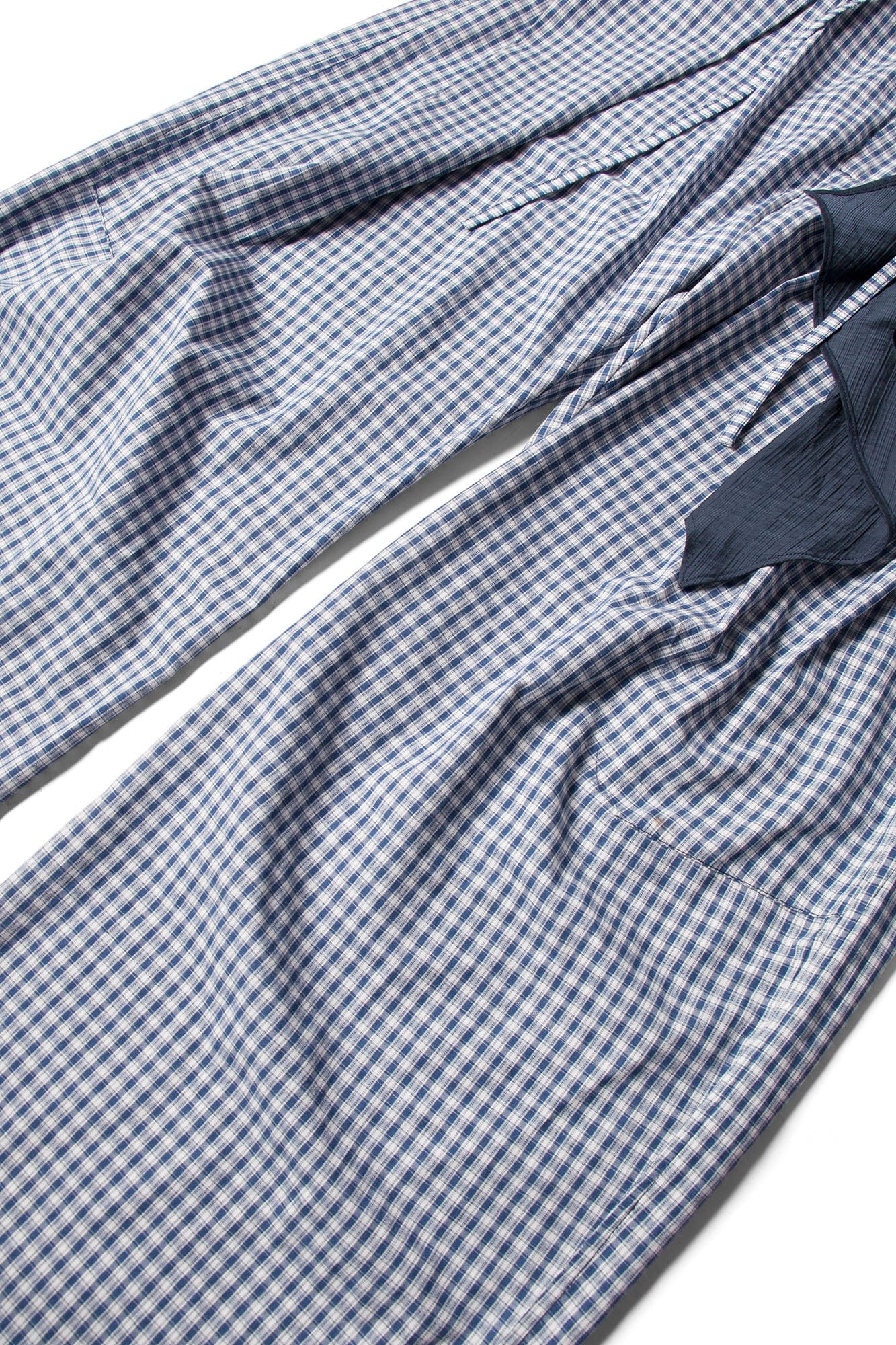 Detachable Scarf Grid Pleated Pants