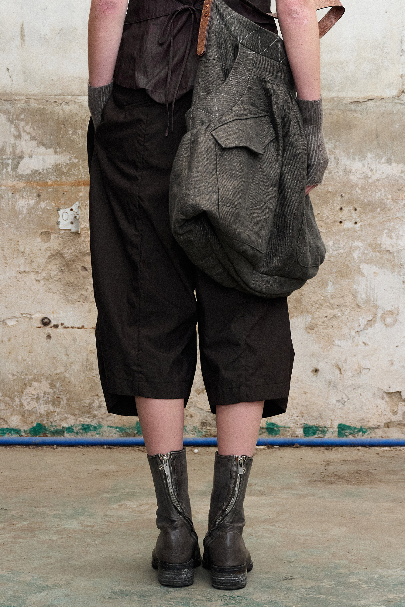 Pleated Button-Fly Shorts