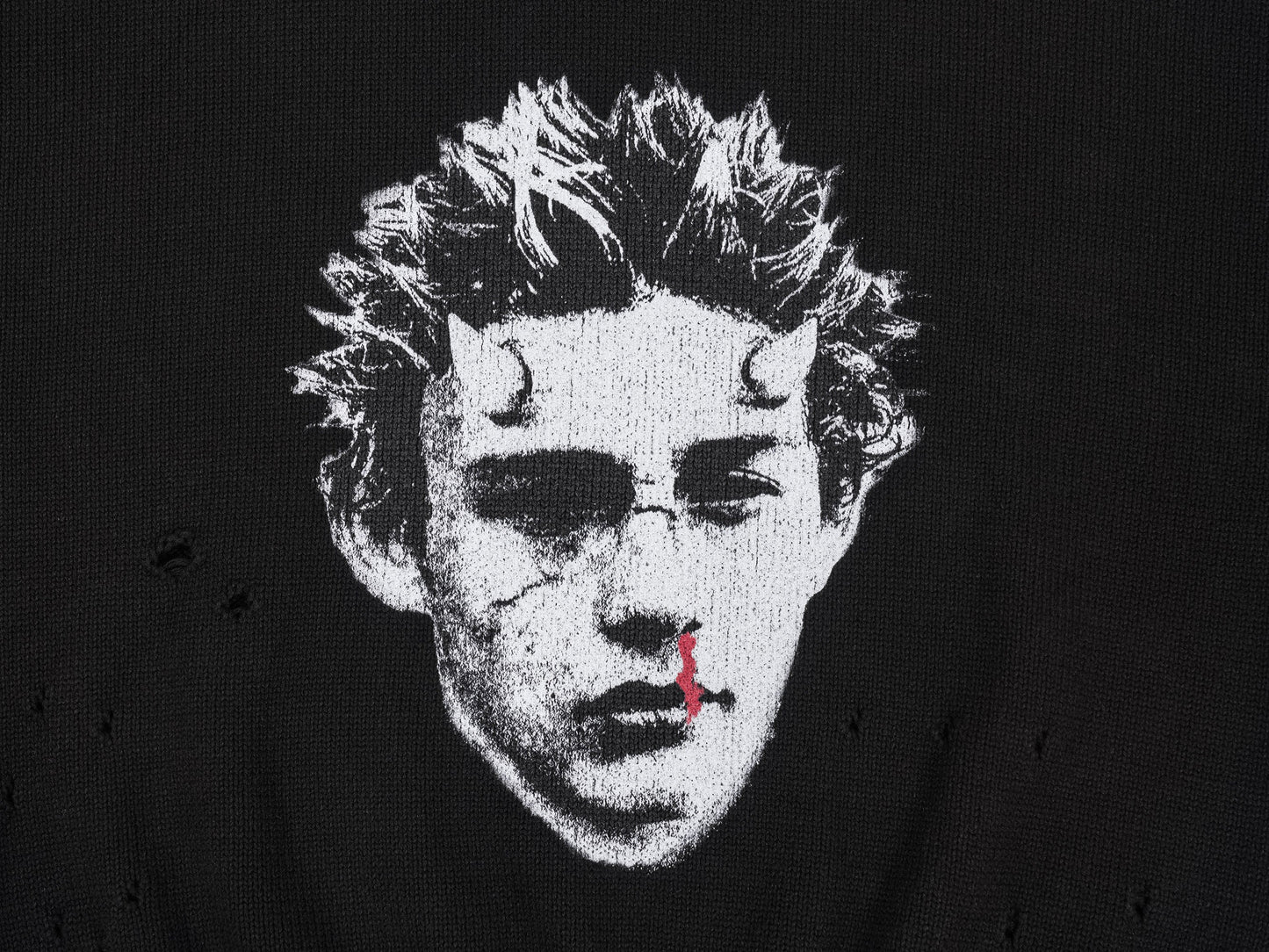 Demon Portrait Distressed Sweater