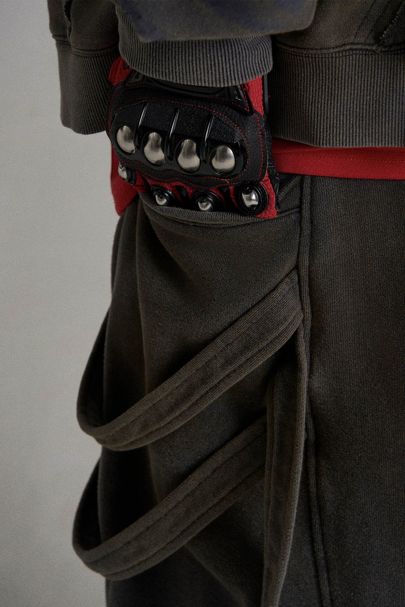 Spliced Multi-Strap Wide-Leg Sweatpants