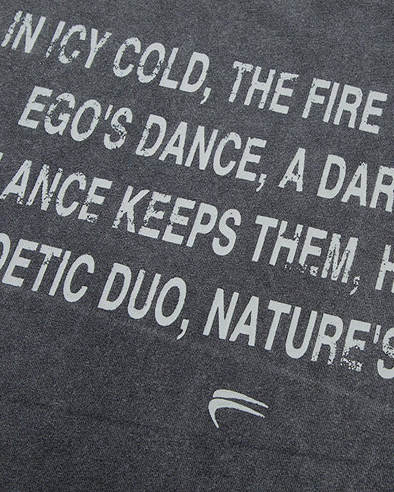 Washed Vintage Contrast Slogan Print T-Shirt