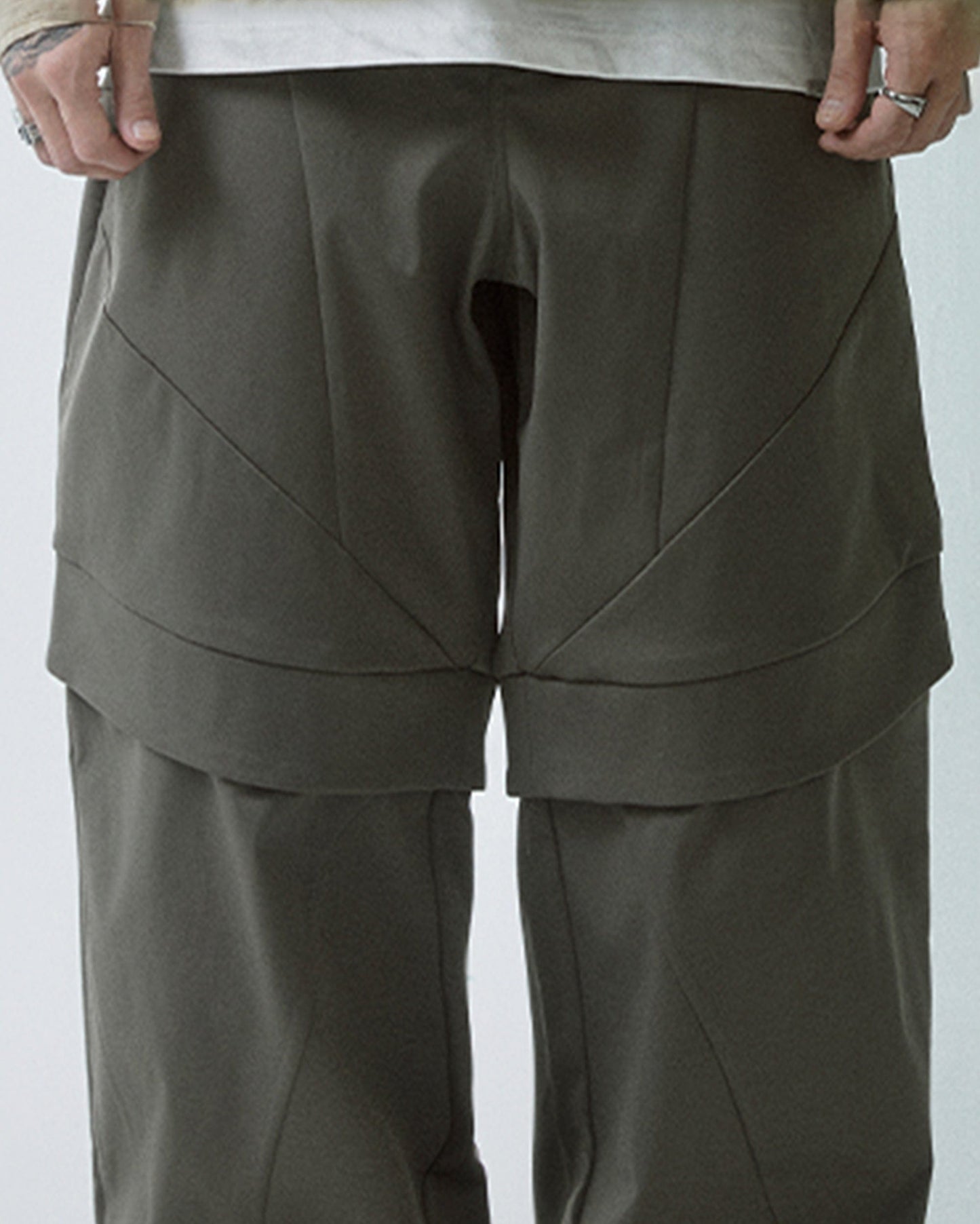 Modern Deconstructed Double-Knee Rivet Pants