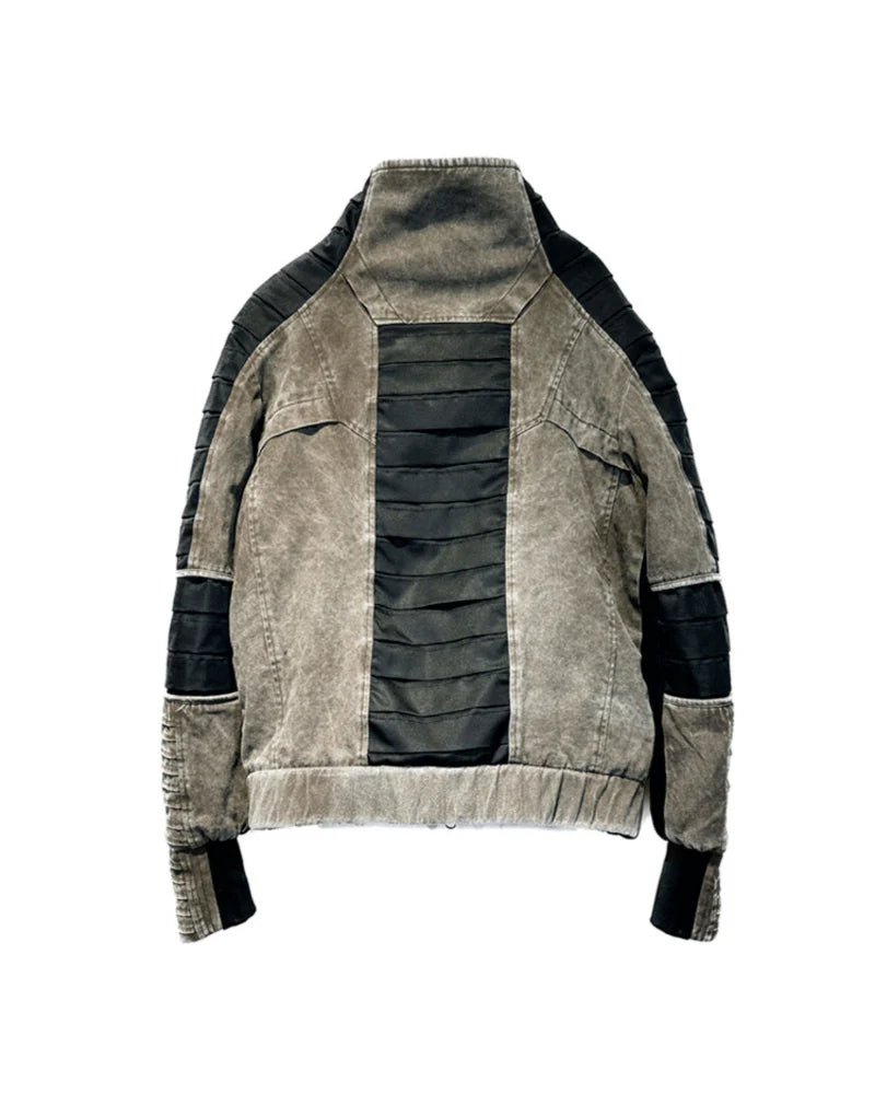 Post-Apocalyptic Wear Contrast Folded Trim Jacket