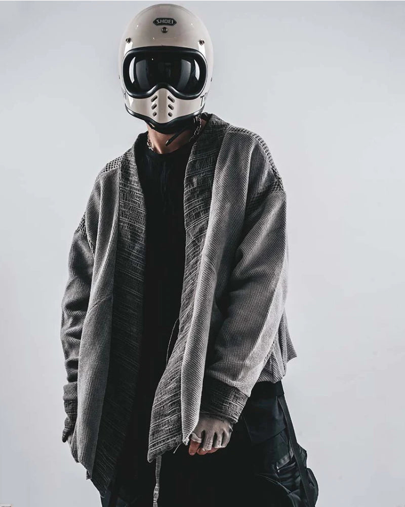 Wasteland Color-Block Loose Cotton Kimono Jacket