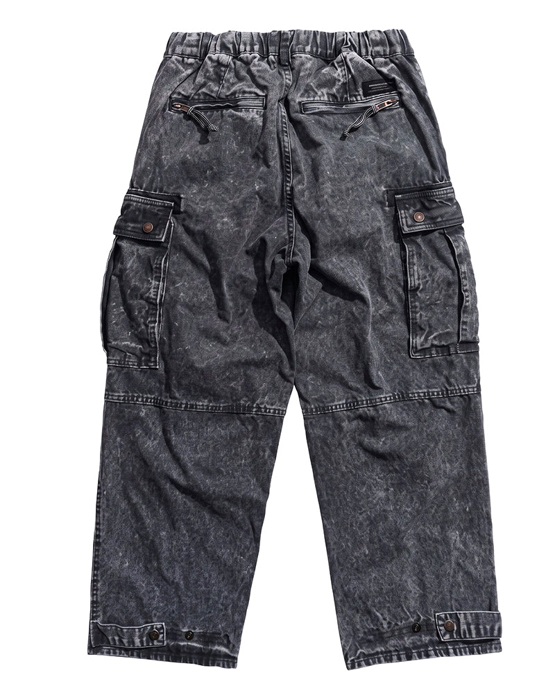 Distressed Multi‑Pocket Wide‑Leg Cargo Pants