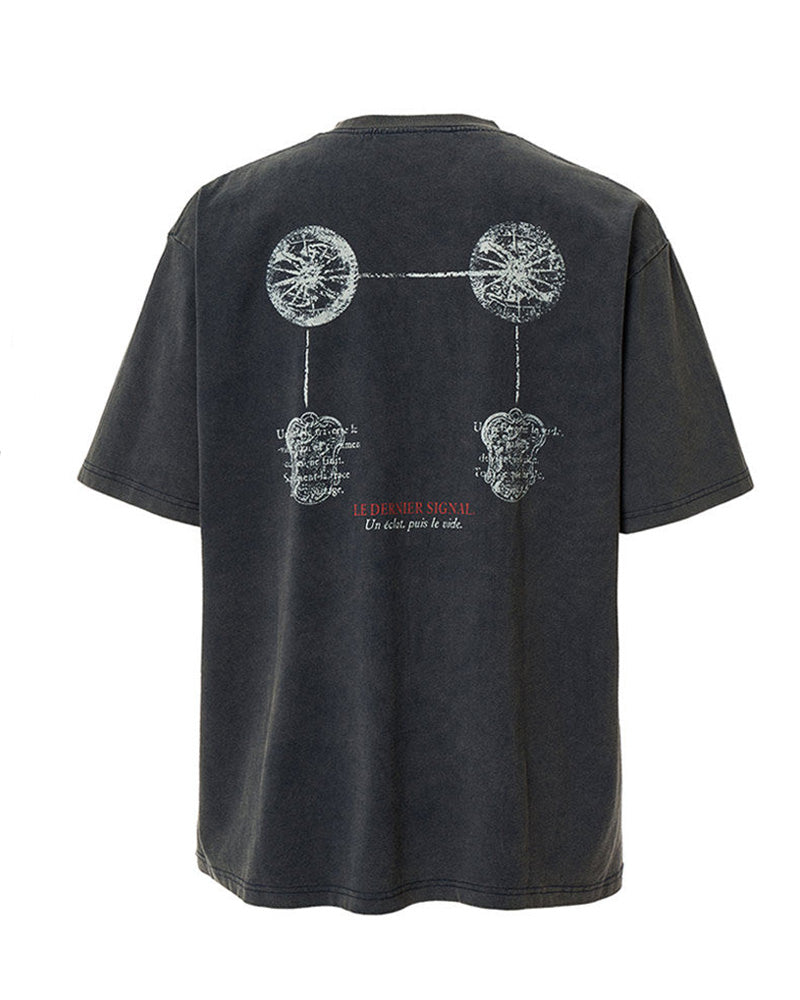 Washed Vintage Ghost Figure Print T-Shirt