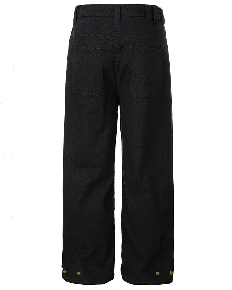Oversized Black Relaxed Straight-Leg Trousers