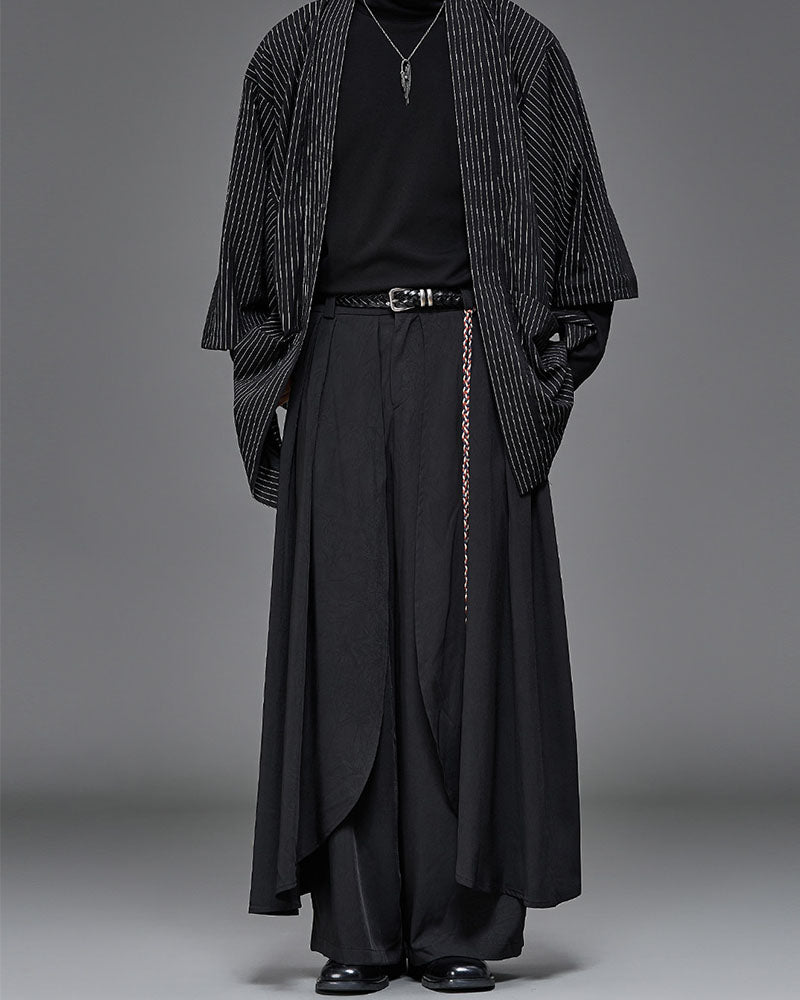 Modern Japanese Layered Wide Leg Hakama Pants