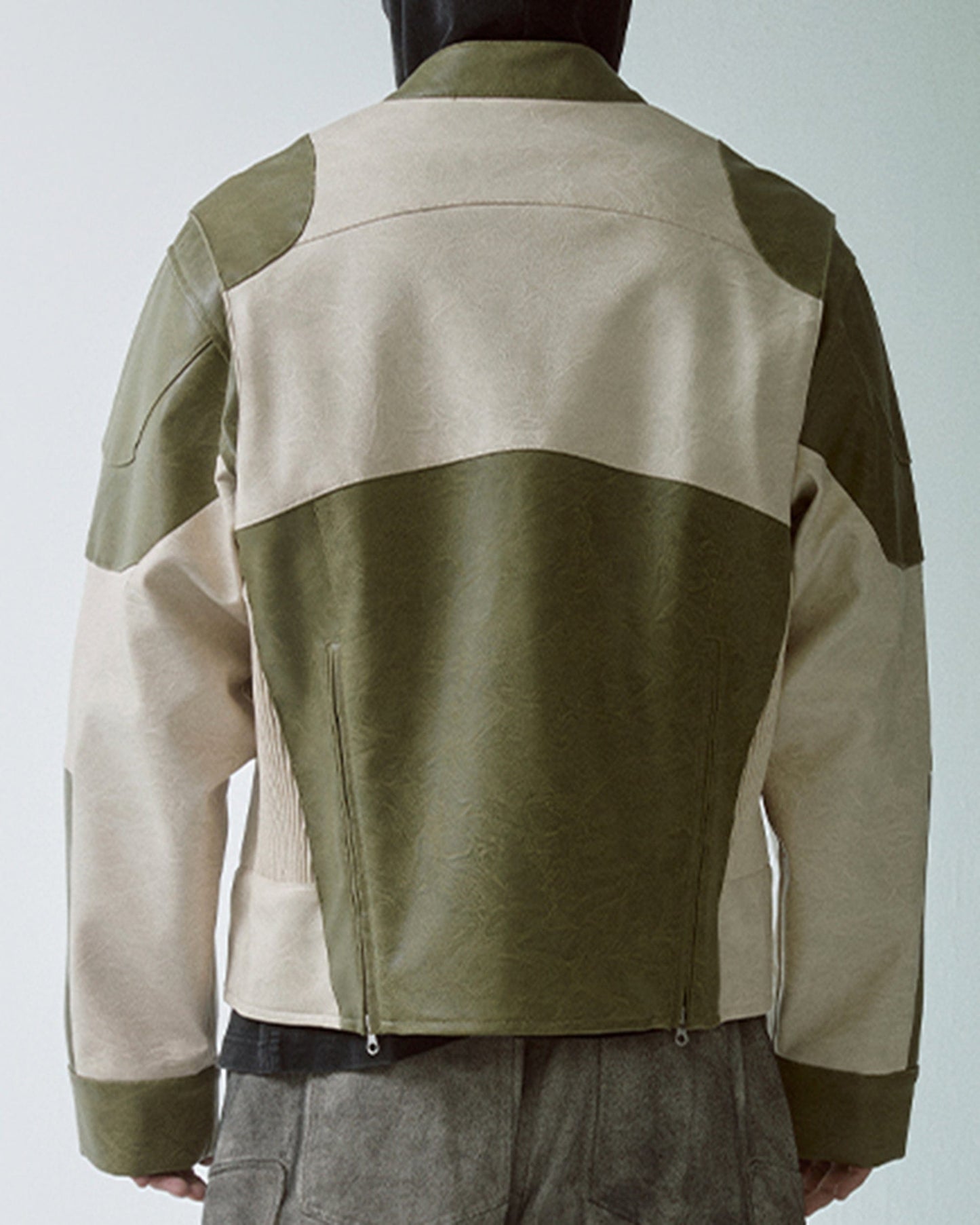 Modern Deconstructed Faux Leather Biker Jacket
