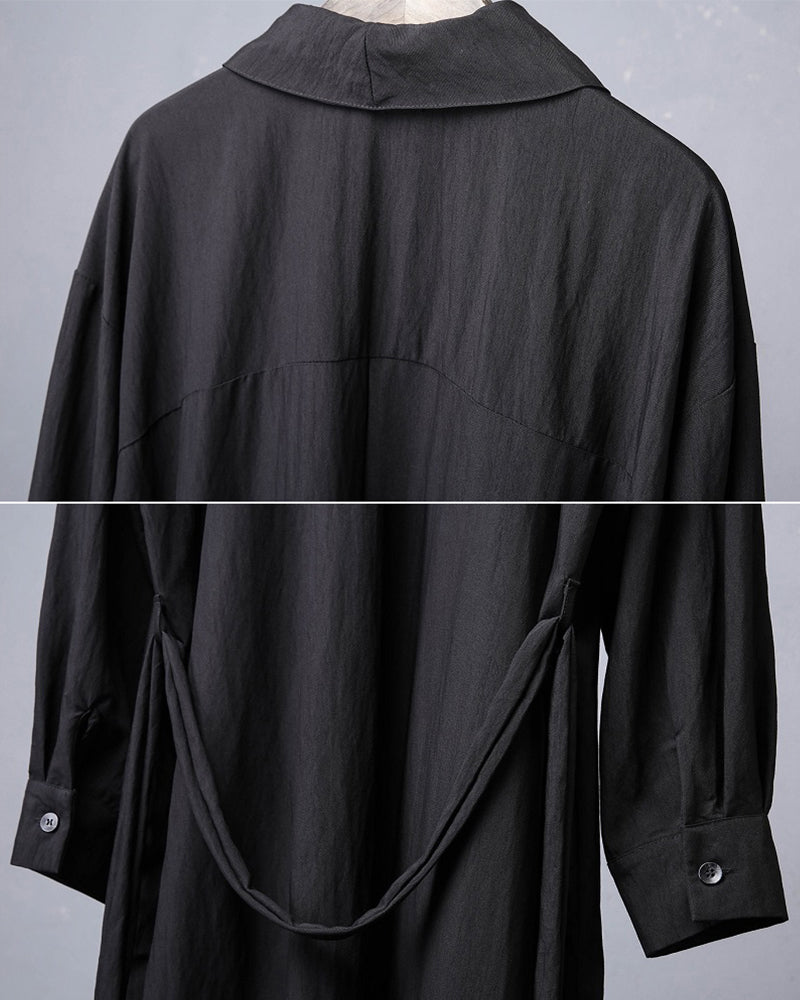 Darkwear Asymmetric Draped Black Long Cardigan