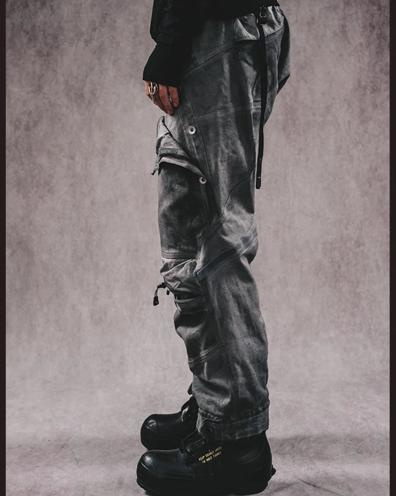 Post-Apocalyptic 3D Cut Distressed Double-Layer Cargo Pants