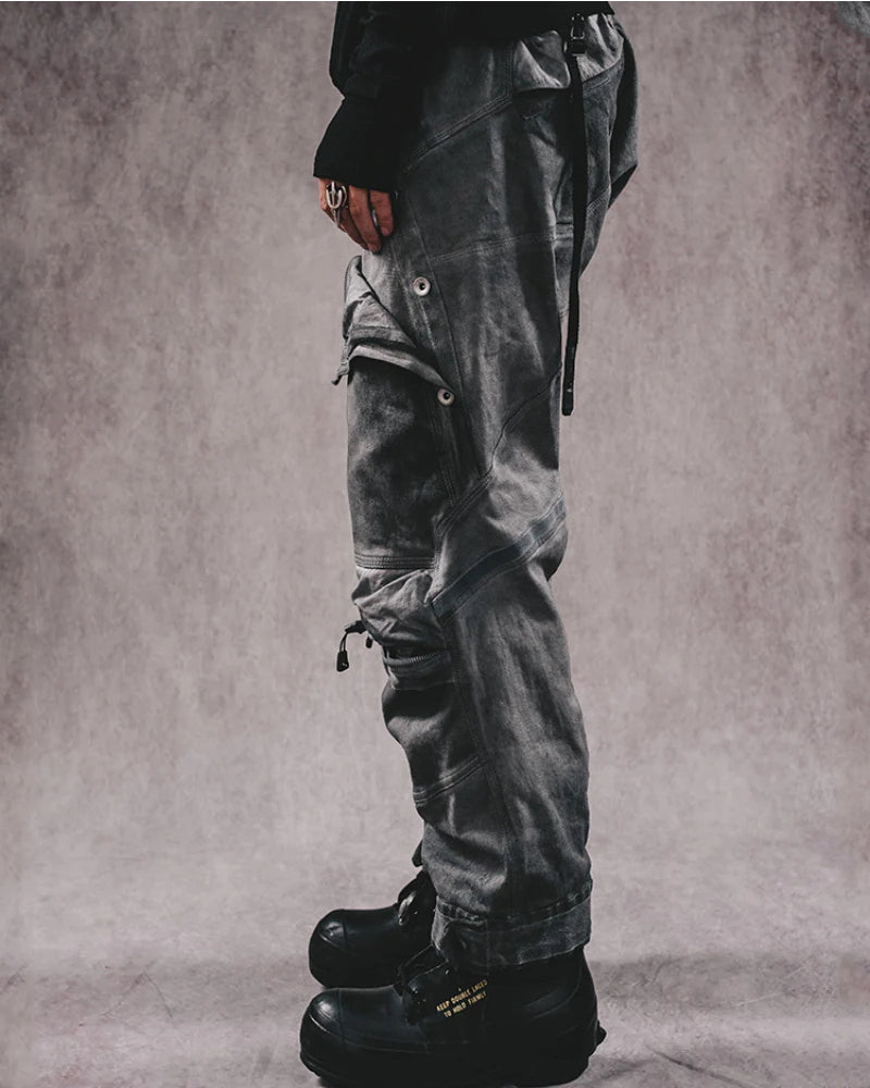 Post-Apocalyptic 3D Cut Distressed Double-Layer Cargo Pants