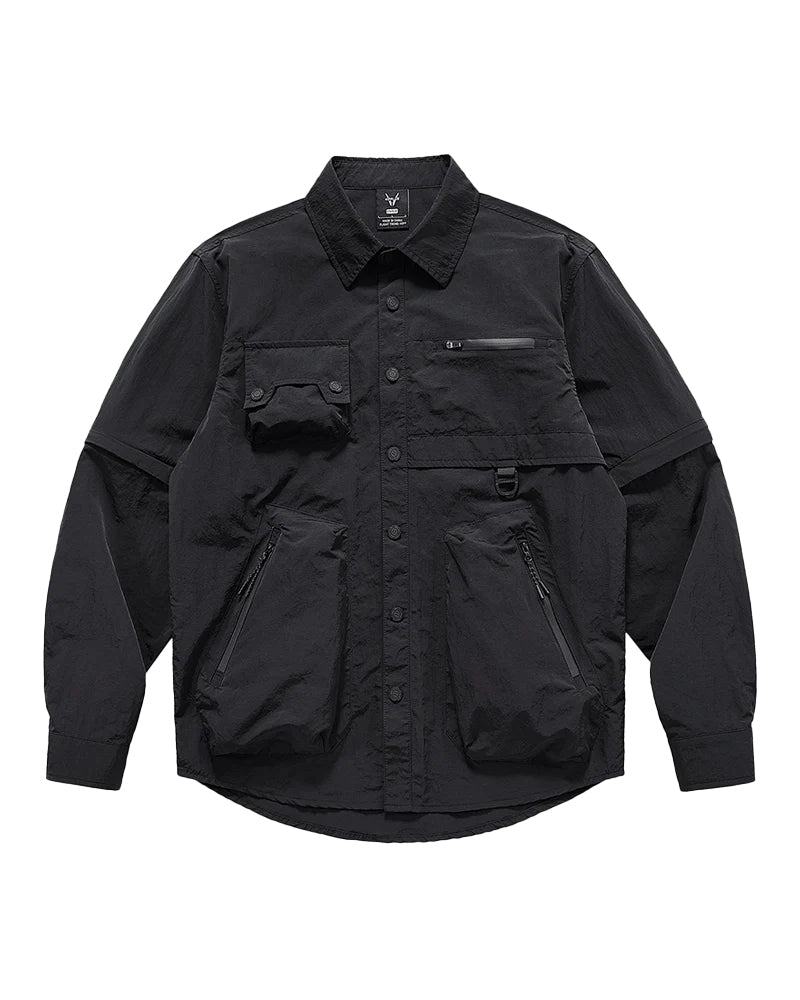 Functional Multi-Pocket Detachable Sleeve Shirt