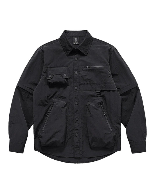 Functional Multi-Pocket Detachable Sleeve Shirt