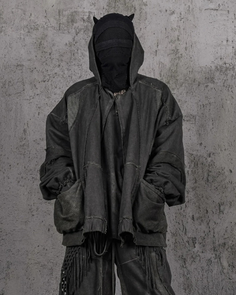 Distressed Demon Clad Deconstructed Hooded Jacket