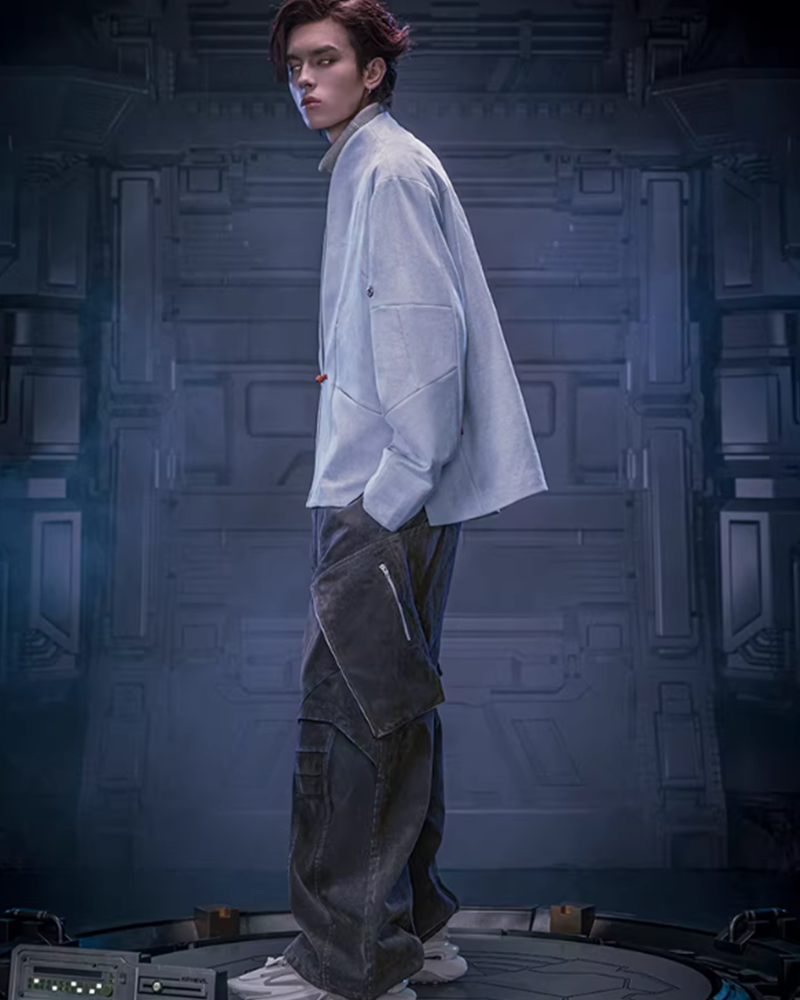 Cyberpunk Outfits Unisex Suede Minimalist Future Jacket