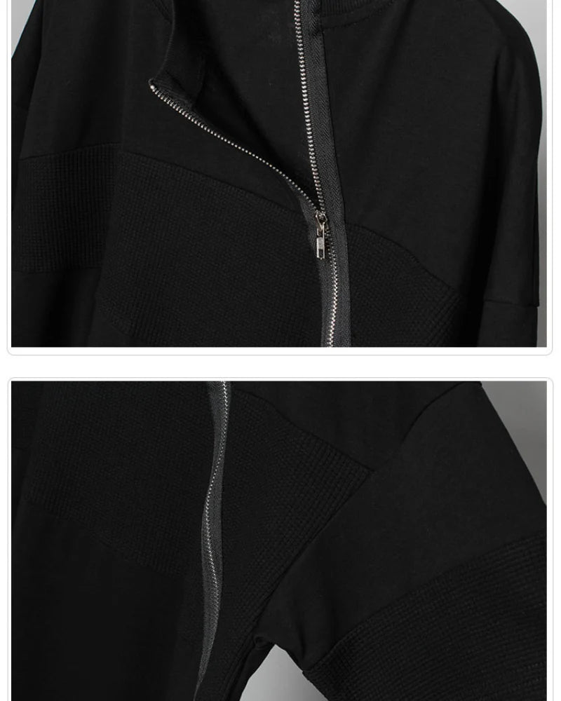 Functional Irregular Stitching Zipper Triangle Hem T-Shirt
