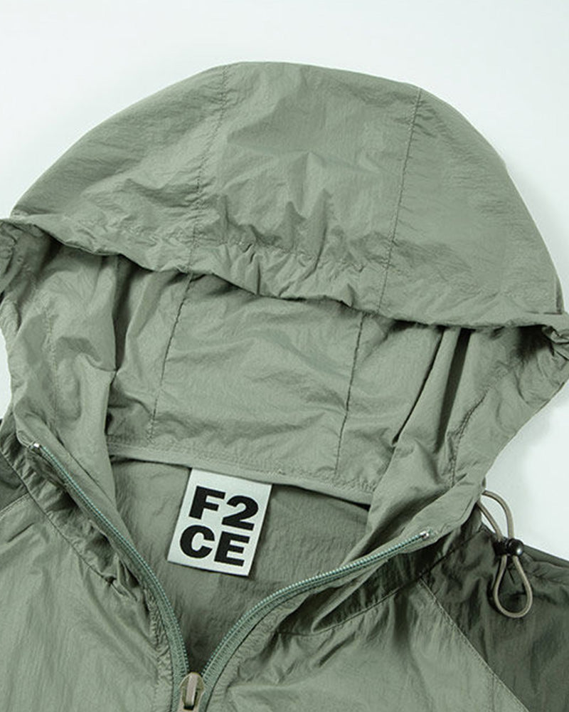 Spliced Drawstring UV Protection Light Jacket