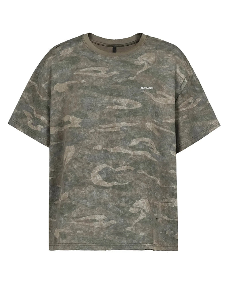 Distressed Camo Oversized T-Shirt