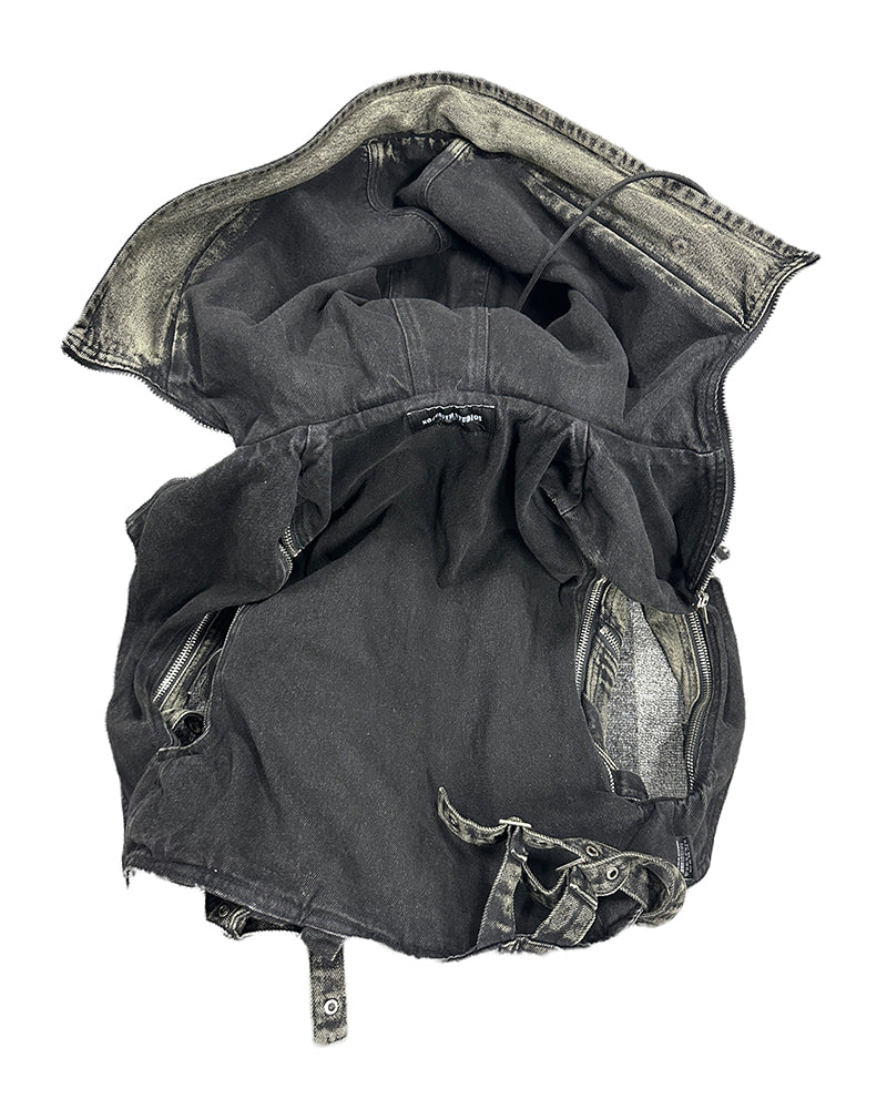 Dystopian Multi-Zip Hooded Utility Backpack Vest