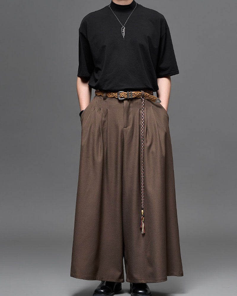 Modern Japanese Pleated Wide Leg Hakama Pants