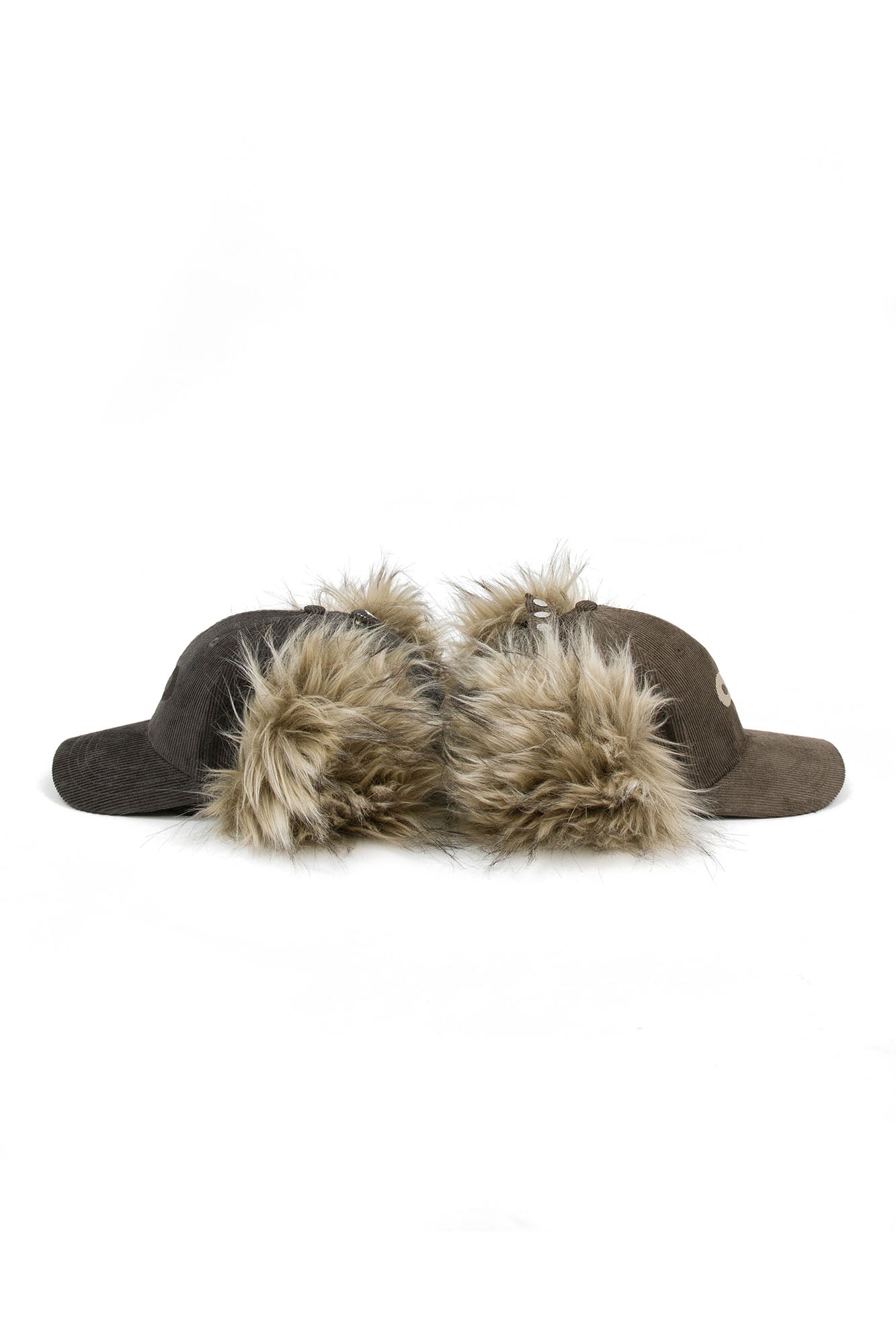Faux-Fur Earflaps Corduroy Cap