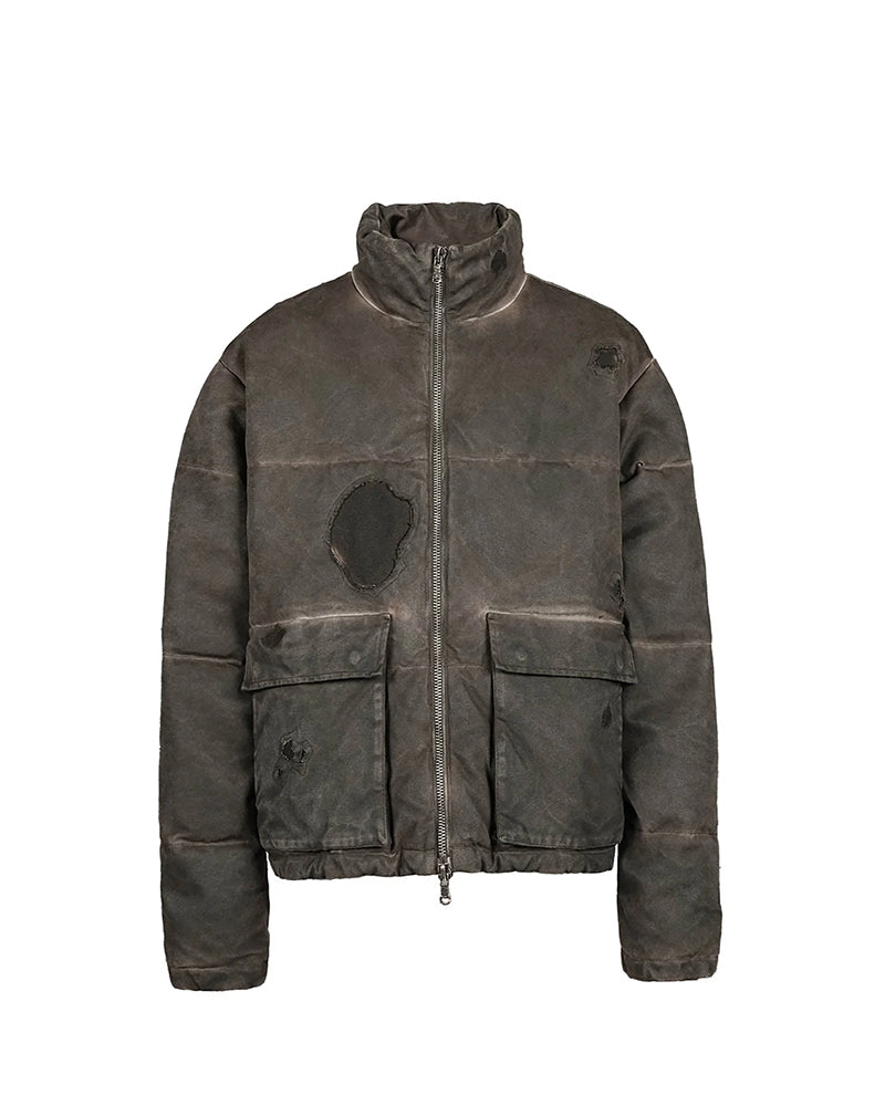 Distressed Wanderer Patchwork Padded Jacket