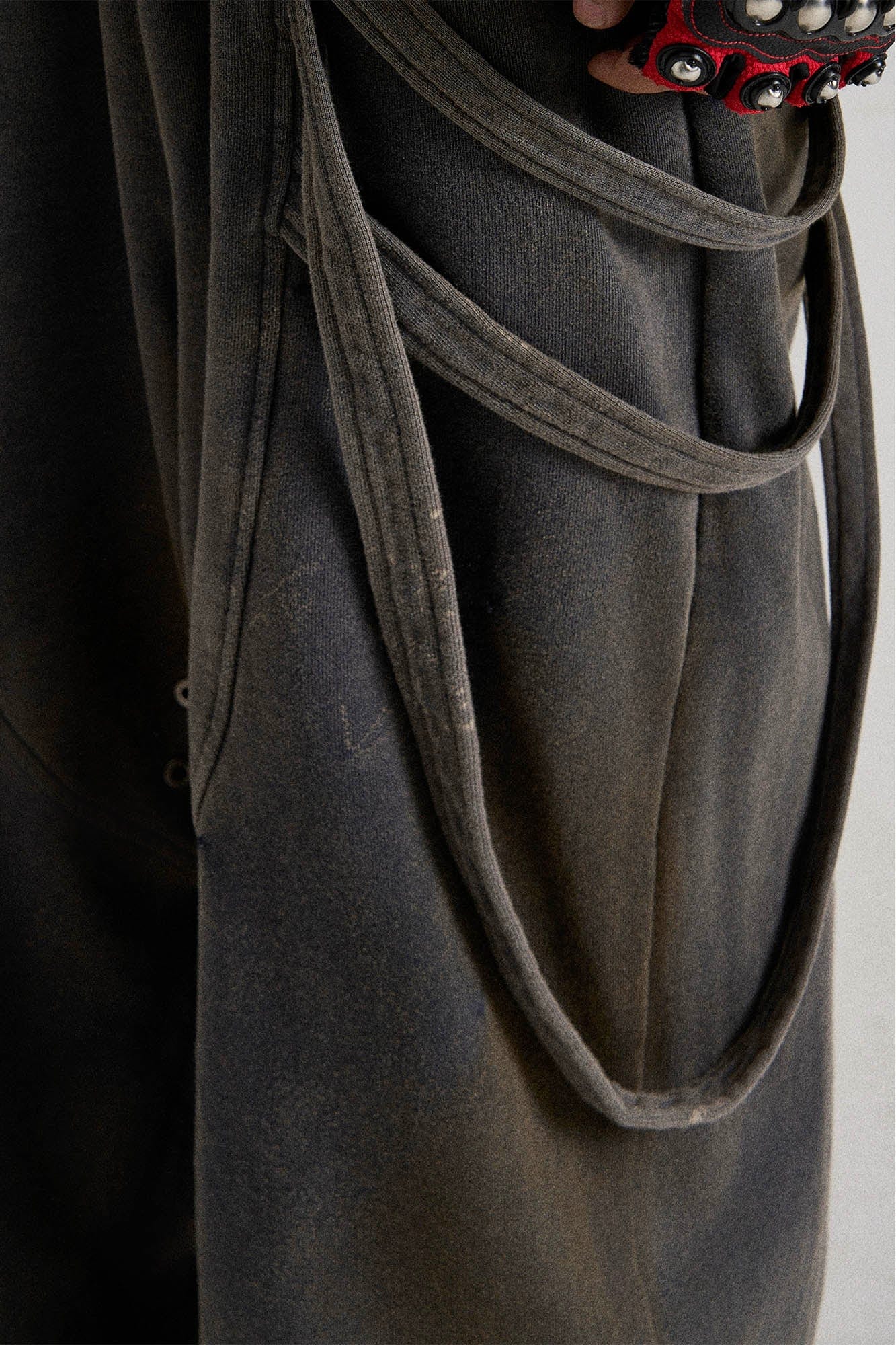 Spliced Multi-Strap Wide-Leg Sweatpants