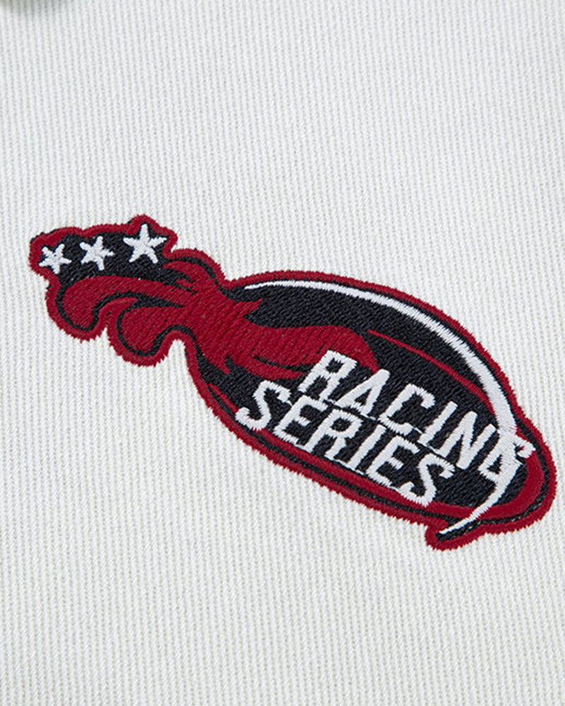 Retro Racing Embroidered Color-Block Jacket