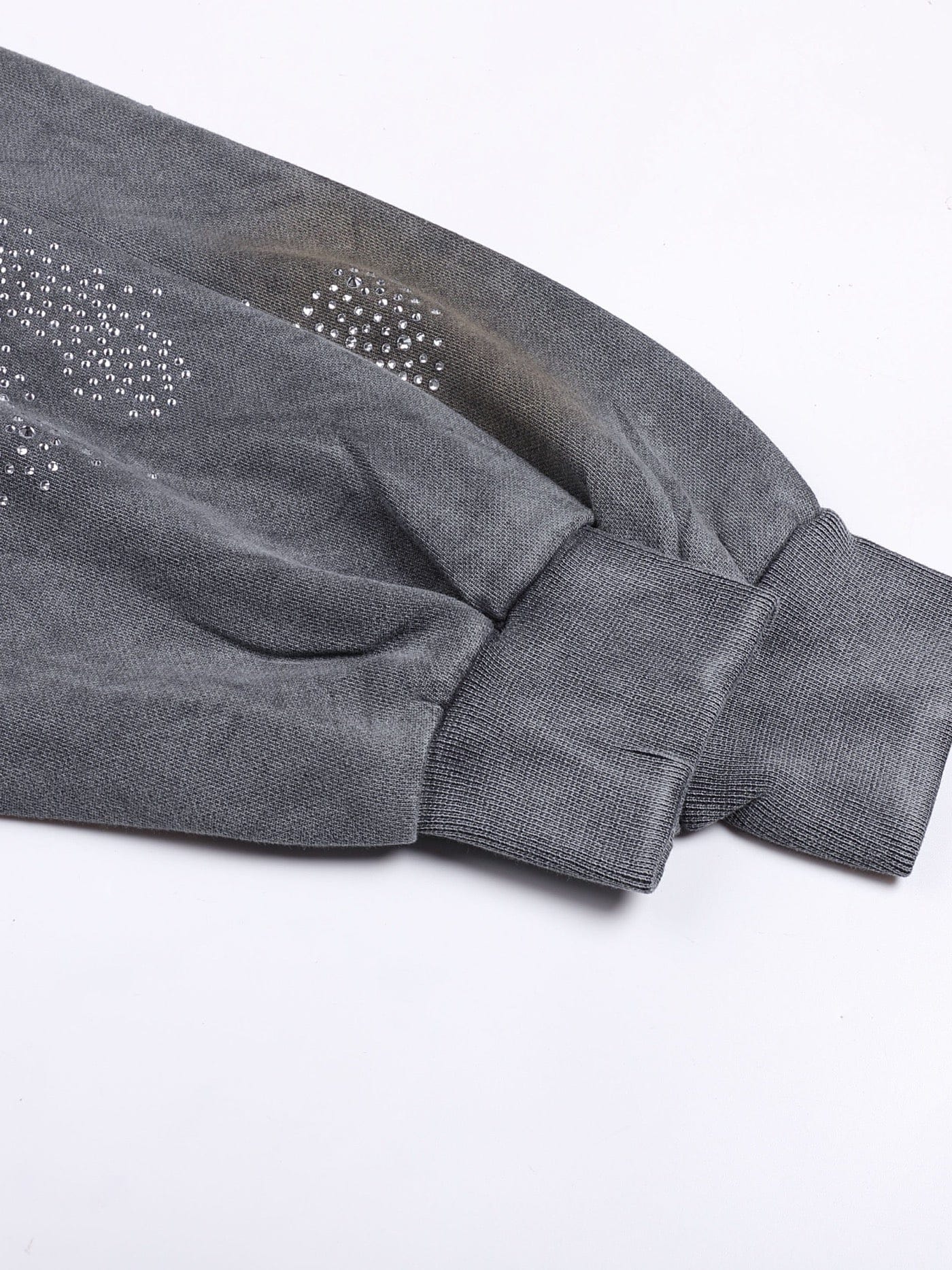 Diamond Distressed Zip-Up Hoodie