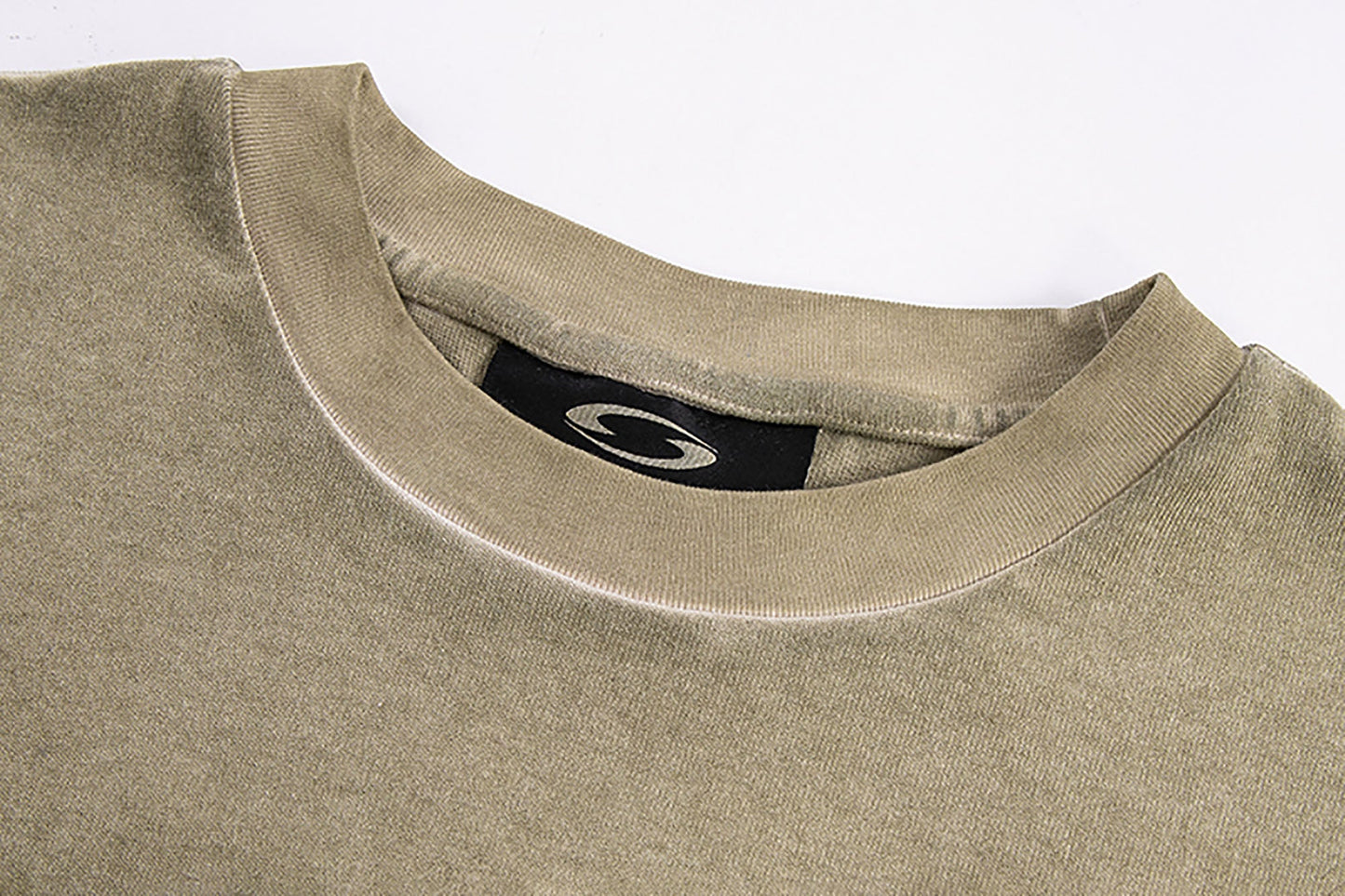 Distressed Panel-Stitched Long-Sleeve Tee