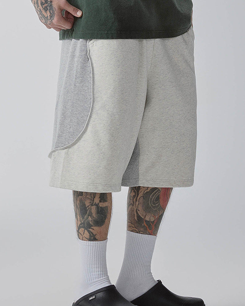 Curved Spliced Contrast Shorts