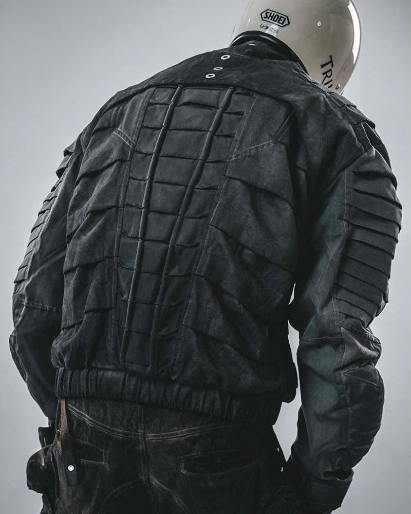 Post-Apocalyptic Stand-Collar 3D “Dragon Spine” Motorcycle Jacket