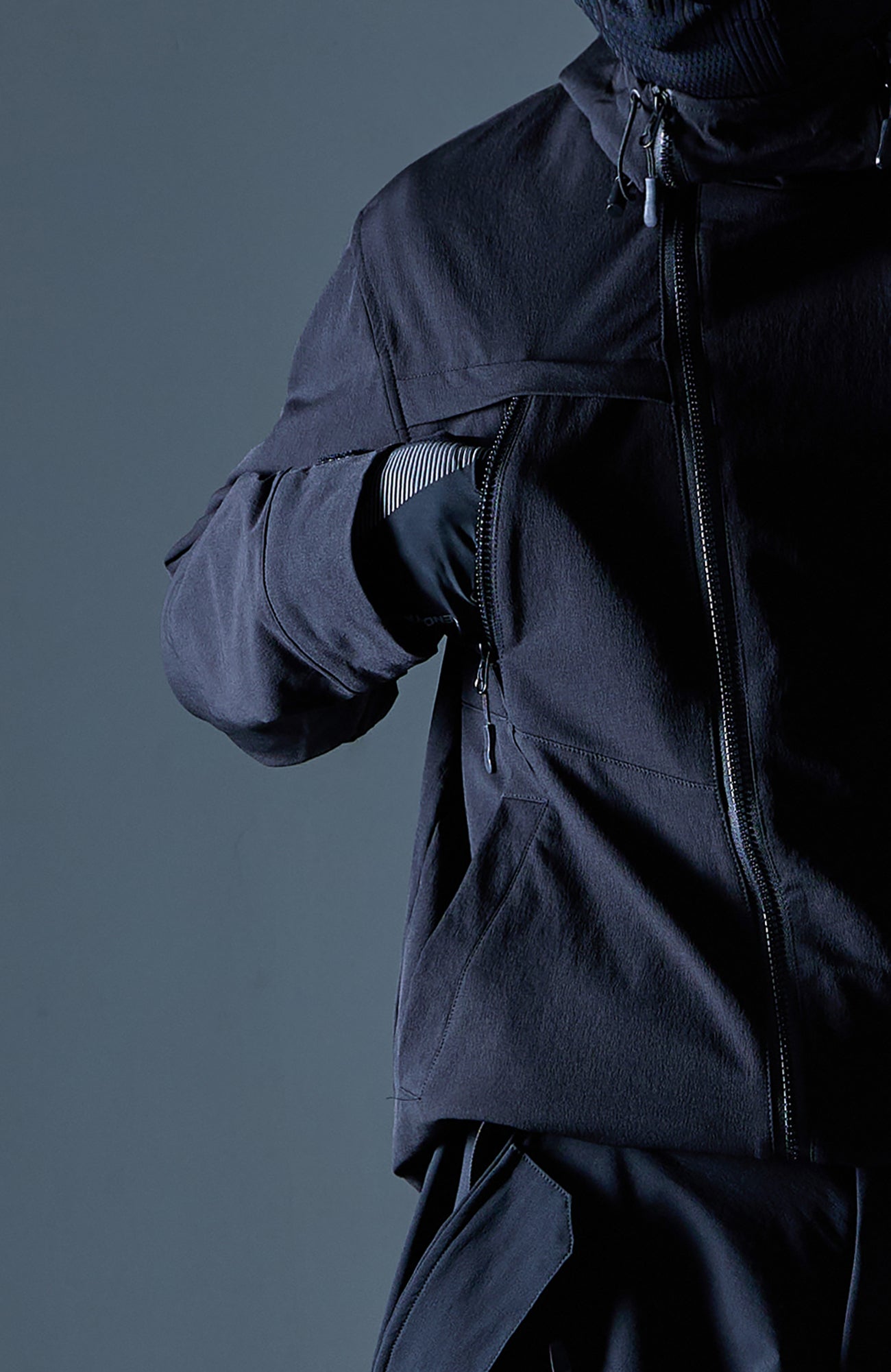 Dual-Placket Softshell Hooded Jacket