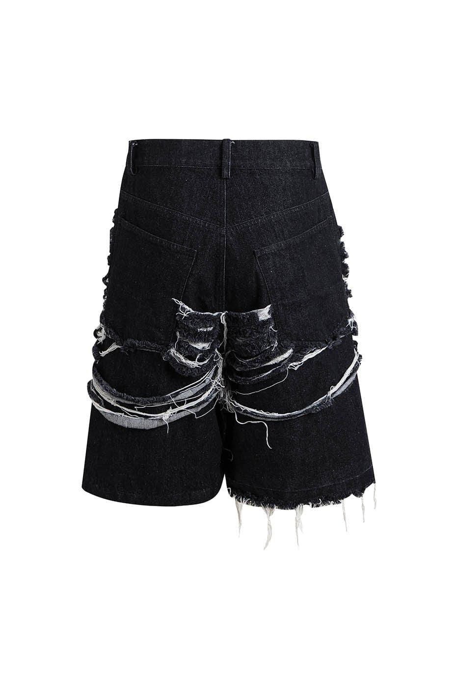 Heavily Distressed Denim Shorts