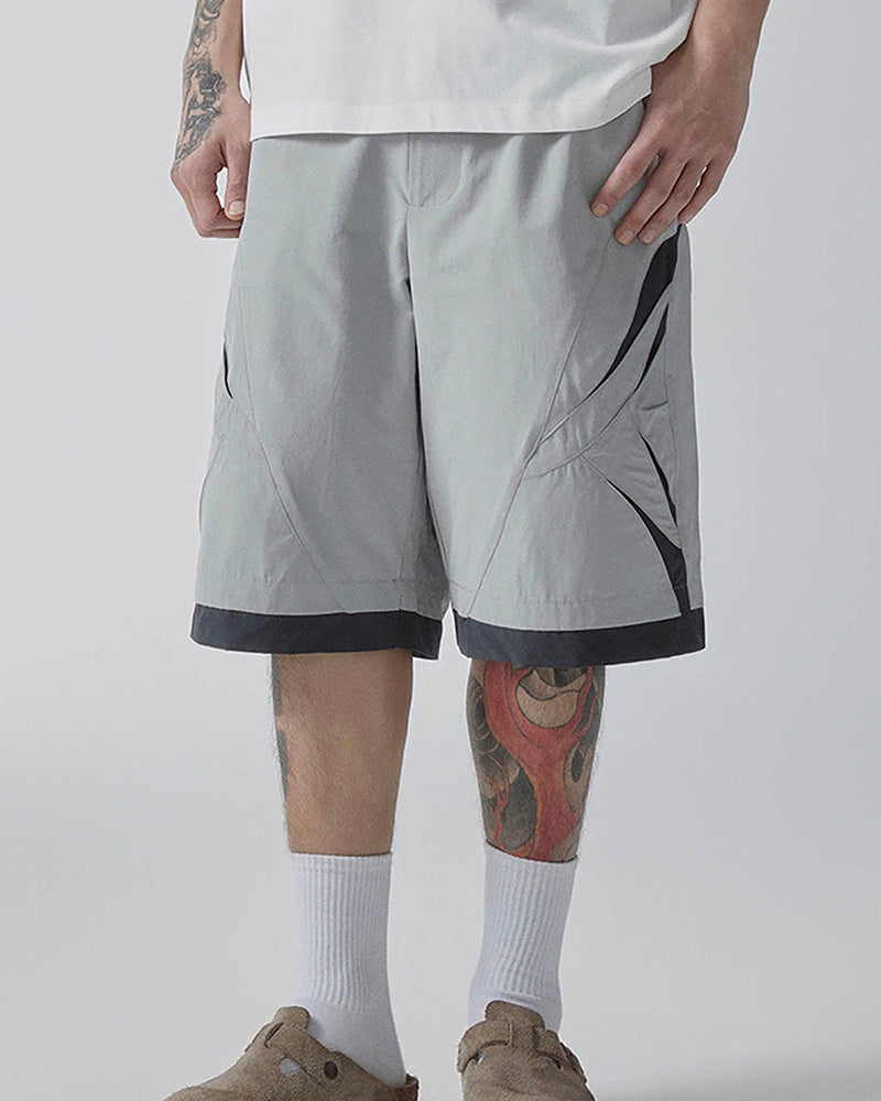 Contrast Panel Cut-Out Knee Shorts