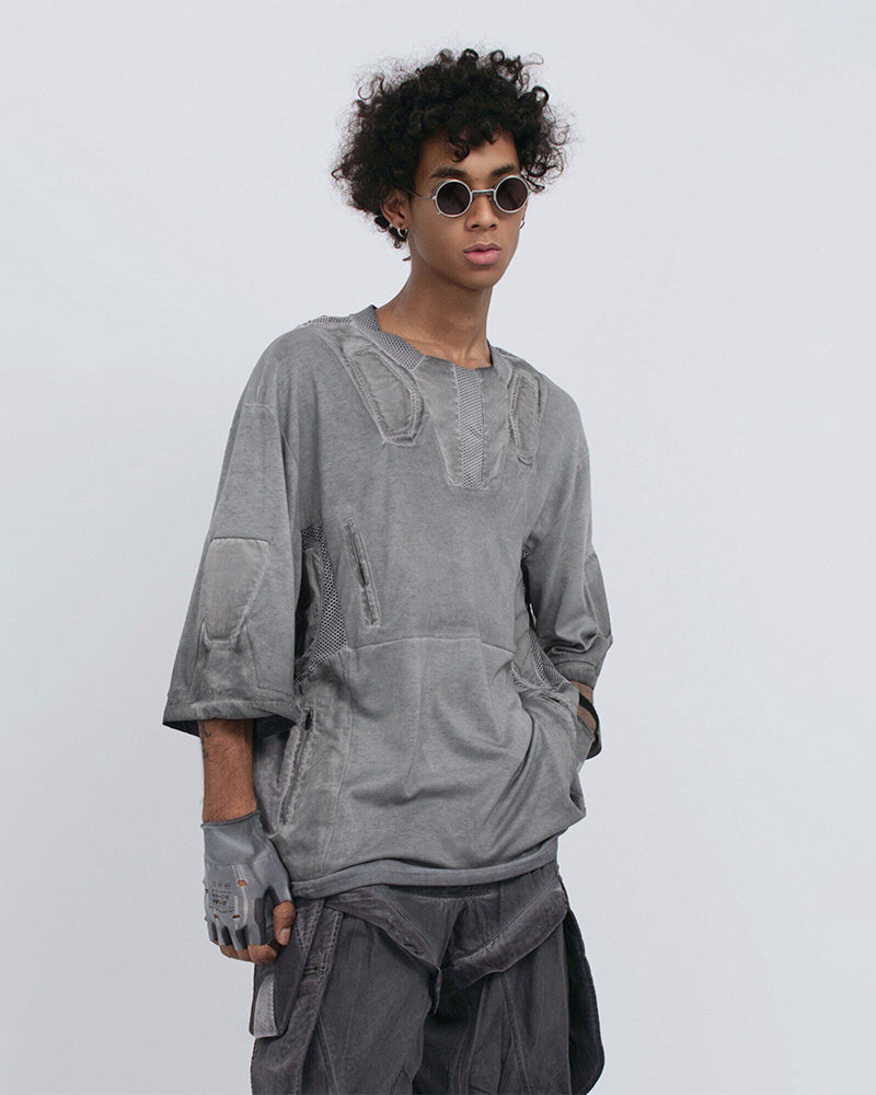 Wasteland Dirty-Dye Mesh Panel Tactical T-Shirt