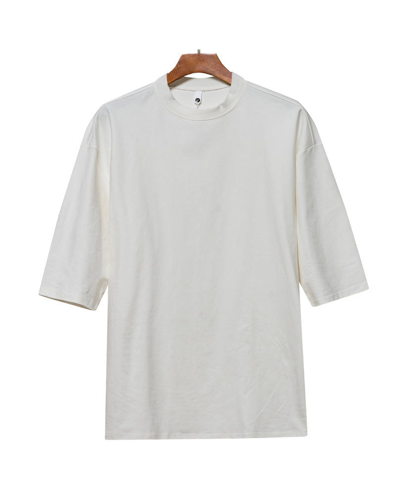 Minimalist Japanese Mock Neck Basic T-Shirt