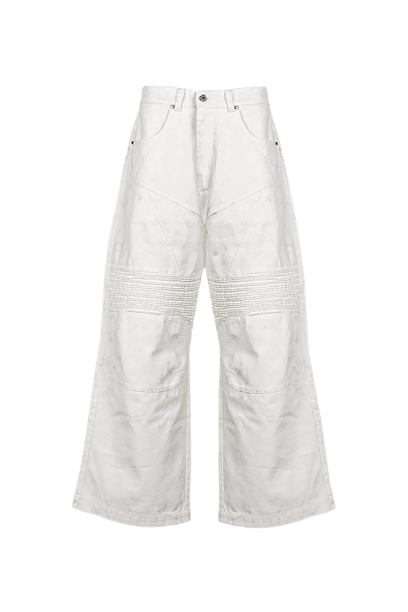 Infernal Gaze Crinkled Waxed Wide-Leg Pants White